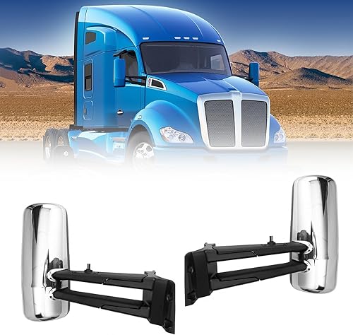 Miniatura 5 de TORQUE Juego de espejo cromado para el lado del pasajero Kenworth T680 T880 W990 Series 2014-2021 con calefacción eléctrica del lado derecho del
