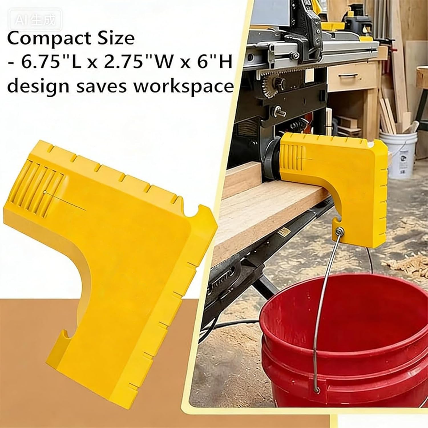Dust Extraction Adapter for DeWALT DWE7485 Table Saws—Built-In Bag Hook with Compact Design for Easy Tool-Free Installation Efficient Sawdust Collection (Yellow)