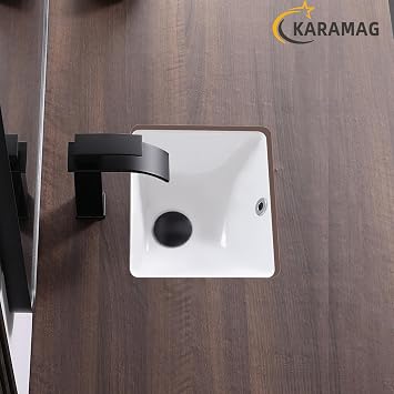 12 Inch Small Undermount Bathroom Sink Rectangle Undermount Sink White Ceramic Under Counter Bathroom Sinks with Overflow (12.0x10.6)