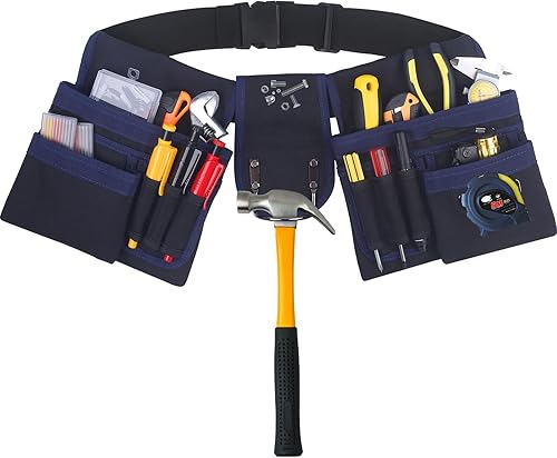 Cinturón de herramientas, 20 bolsillos para hombres, bolsa de herramientas desmontable y ajustable para electricista, carpintero, construcción,