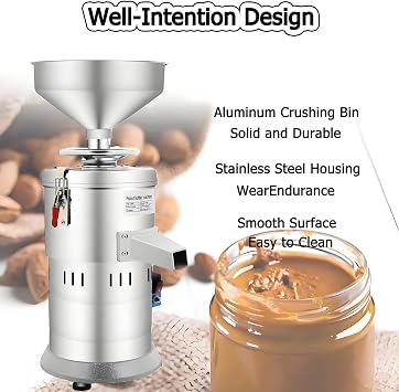 Electric Nut Butter Grinder Machine, 1100W High-Power Commercial Kitchen Appliance for Almonds, Cashews, and Peanuts