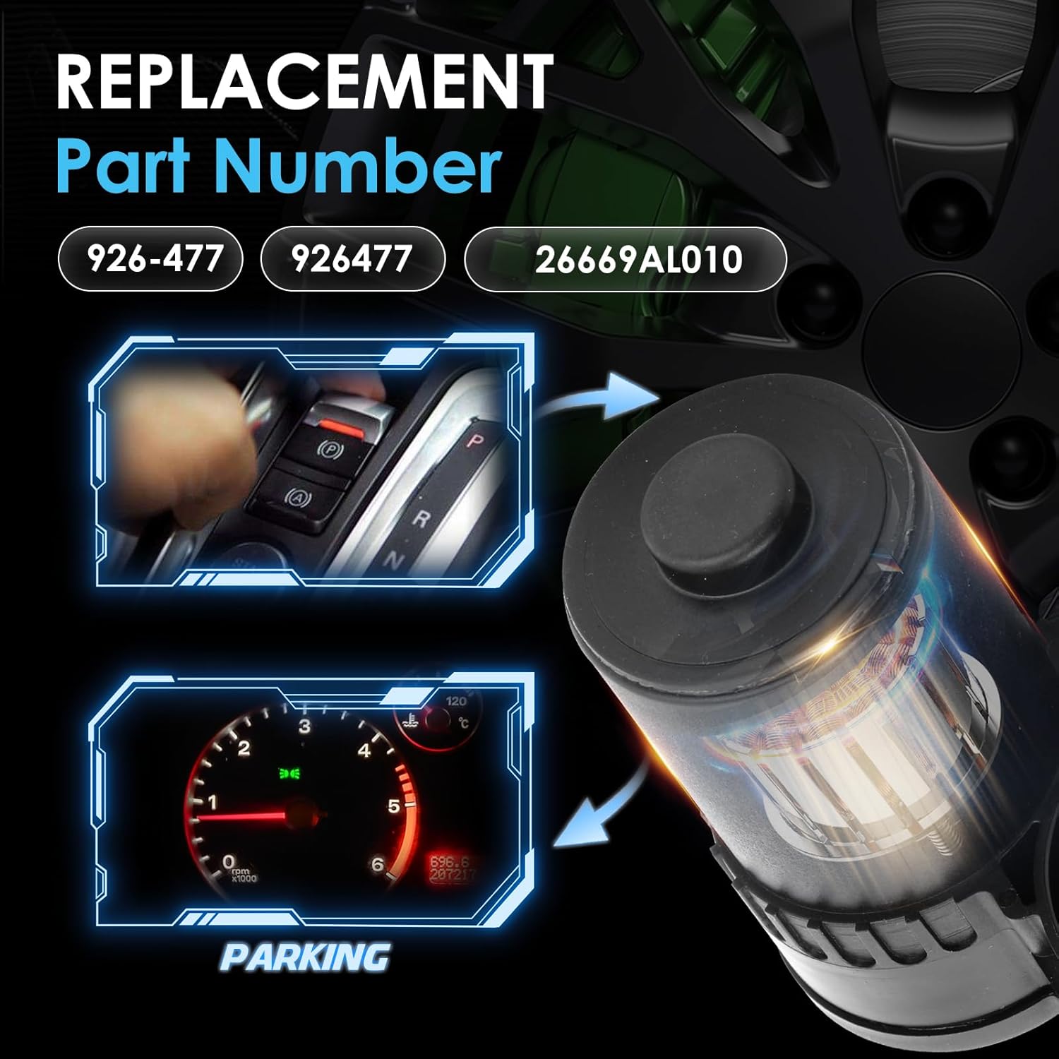 926-477 Rear Left Parking Brake Actuator Compatible with Subaru Outback Legacy WRX 2015-2020, Ascent 2019-2020, Replaces OE 926-477, 926477, 26669AL010