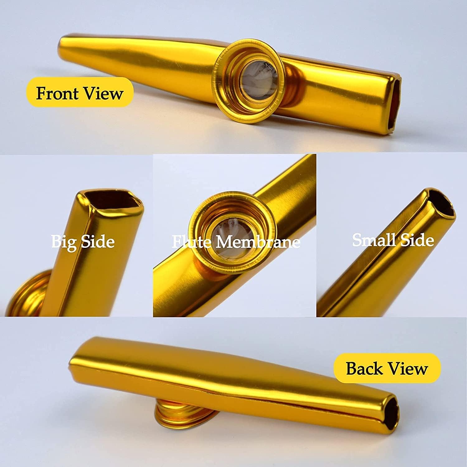 LYPER Metal Kazoo with Lanyard and 3 Membrane Flute Diaphragm, Aluminum