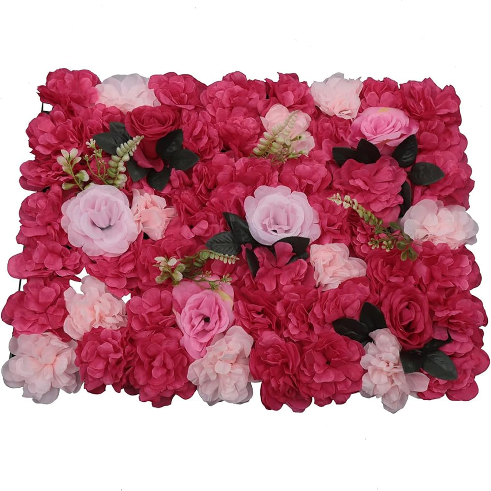 GOUZIBHD 23.6 x 15.7 Inch Artificial Flower Wall Panel for Living Rooms Homes Party Backdrops,Decorative Faux Floral Panel 3D Flower Wall Backdrop Silk Rose Wall(Color:Rose Red)