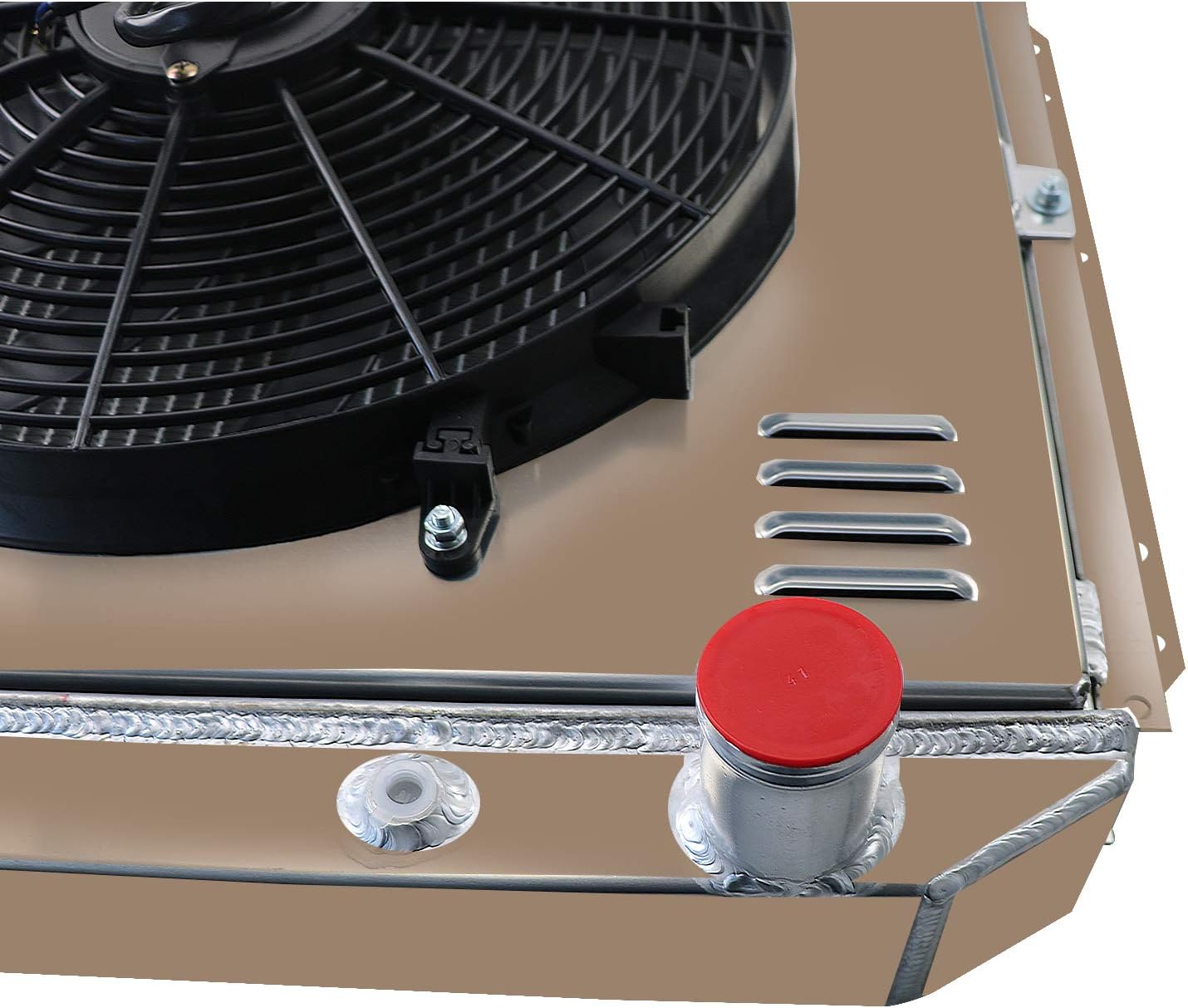 4 Row Aluminum Radiator + Shroud + Fan + Relay Fit 53-56 Ford F-100/F-250/F-350 3.5 3.6L L6/3.9L 4.2L 4.4L V8