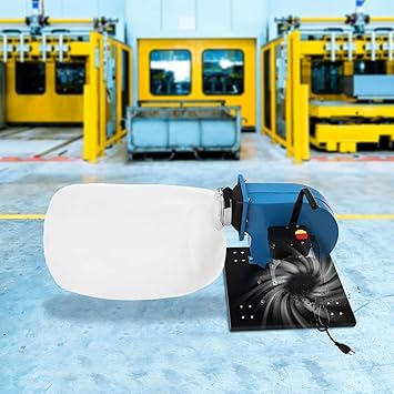 1HP Dust Collector, Wall Mounted Industrial Dust Collector with Dust Bag, 30 Micron Bag Filter, 550 CFM Suction, Blue & White