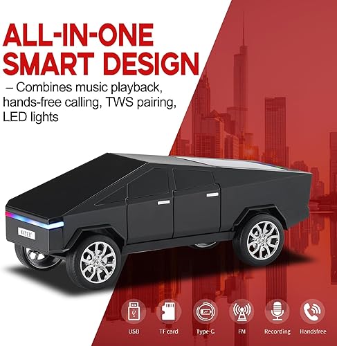 Miniatura 9 de Futuristic Shapes - Altavoz Bluetooth para camión con pantalla LED - TWS estéreo, radio FM, reproducción USBTF, faros LED, micrófono integrado,