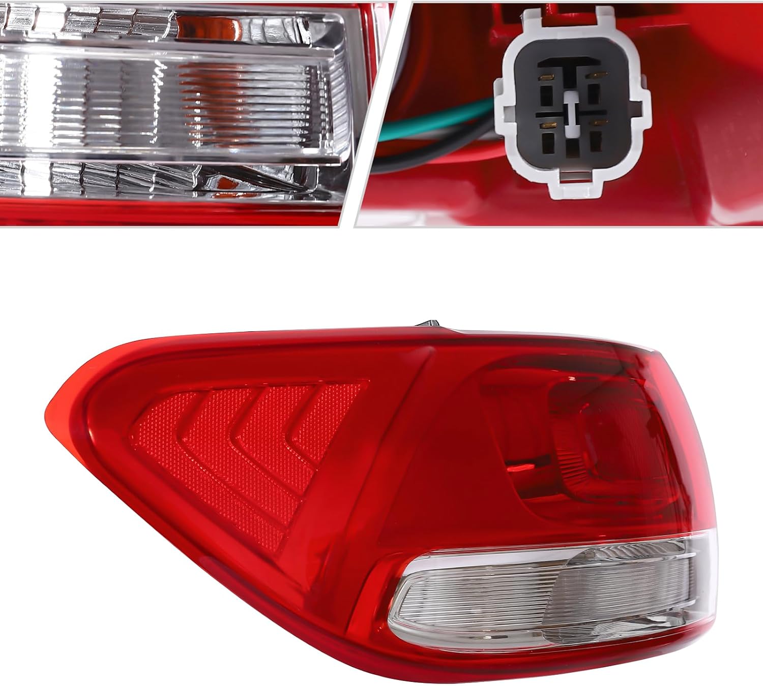 LYNICESHOP For 2016-2018 Kia Sorento Outer Tail Light Assembly, Passenger & Driver Side Set, Direct Replacement Halogen Lights OE 92401C6000 92402C6000, Black/Red Housing (Left Driver Side)