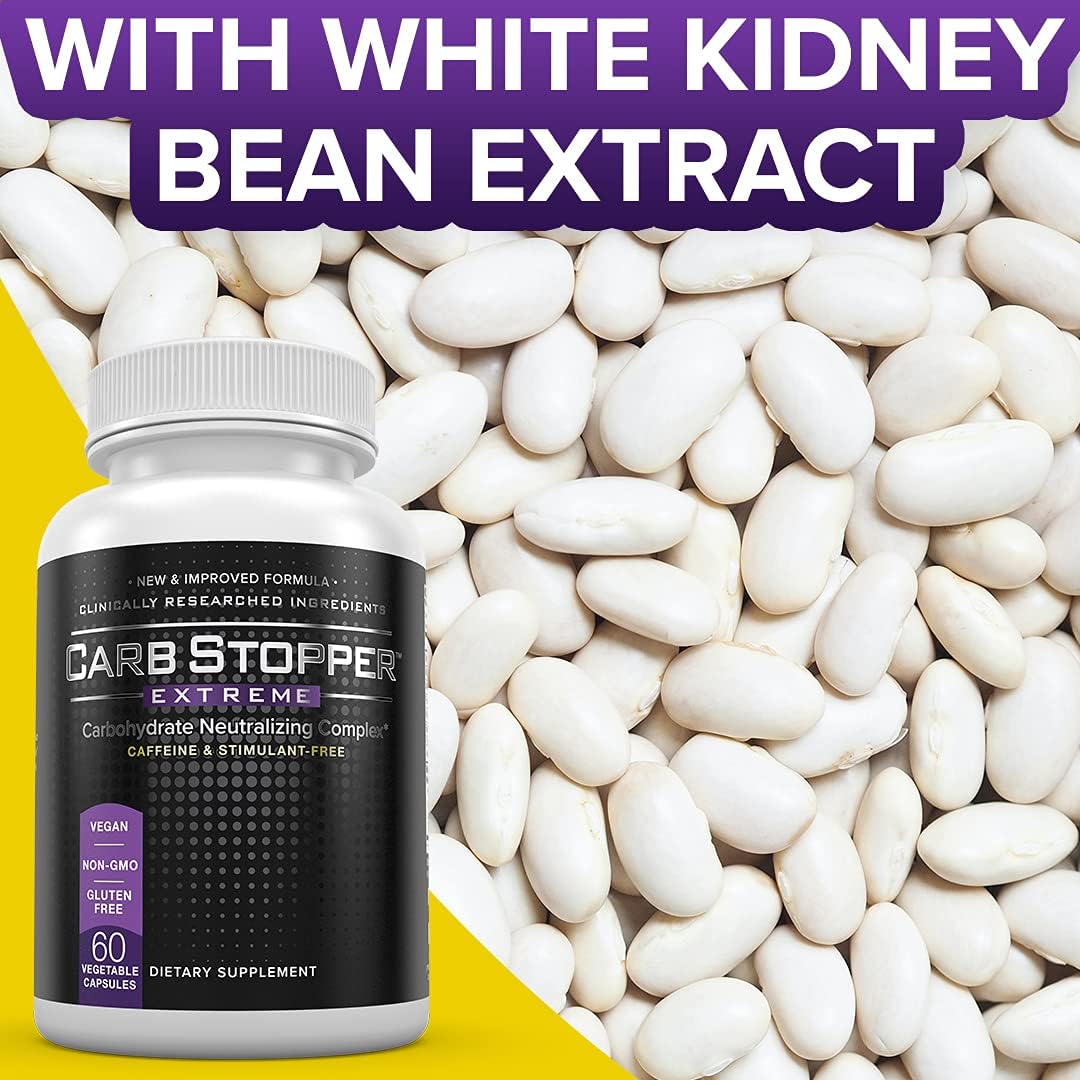 Carb Stopper Extreme: Maximum Strength, Natural Carbohydrate and Starch Neutralizer | Keto Diet Cheat Supplement to Intercept Carbs with White Kidney Bean Extract, 60 Caps : Health & Household