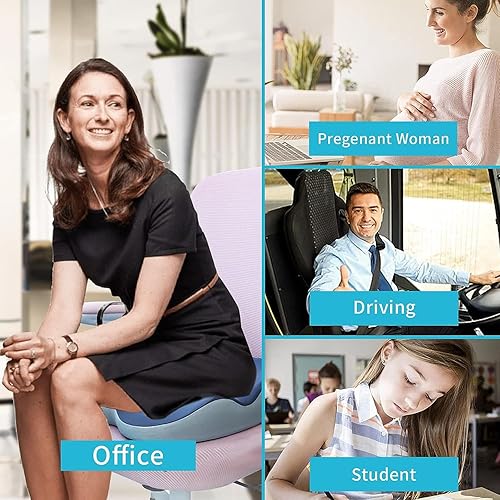 Miniatura 7 de LAMPPE Cojín ergonómico para silla de oficina, almohada para hemorroides hecha de espuma viscoelástica, cojín para dolor de coxis para cadera,
