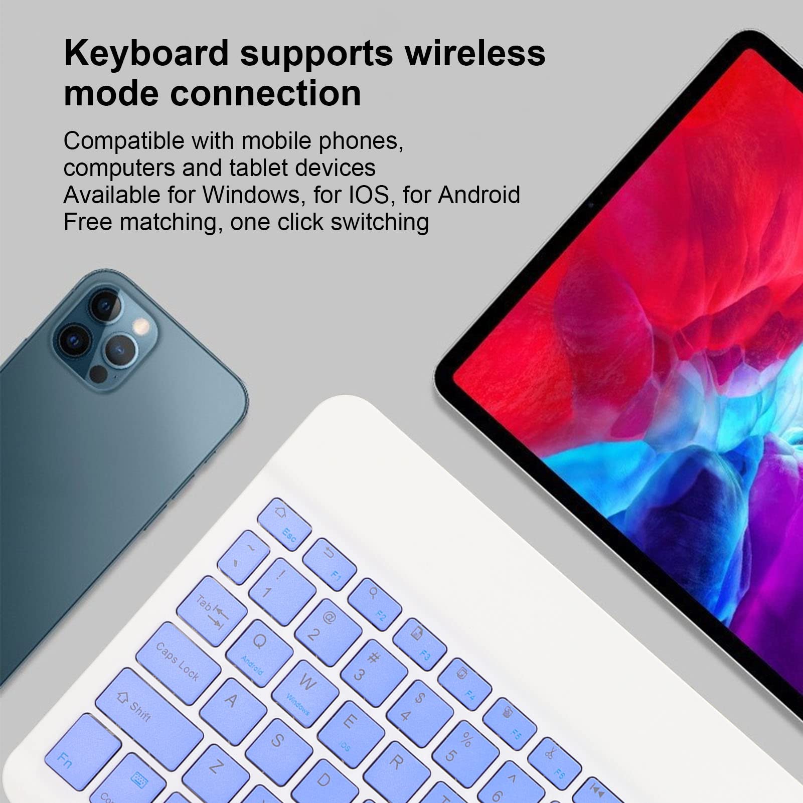 Bluetooth Keyboard Mouse Set, 10 Inch USB Charging Ultra Thin Quiet Keyboard with DPI Mouse, Composite Keys Keyboard Mouse Combo for Cellphone Laptop (Violet)