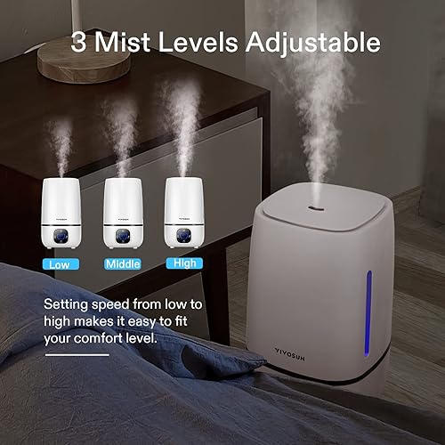 Vista 3 de VIVOSUN Humidificador de niebla fría de 4L con control remoto para dormitorio, plantas, bebé, piel seca