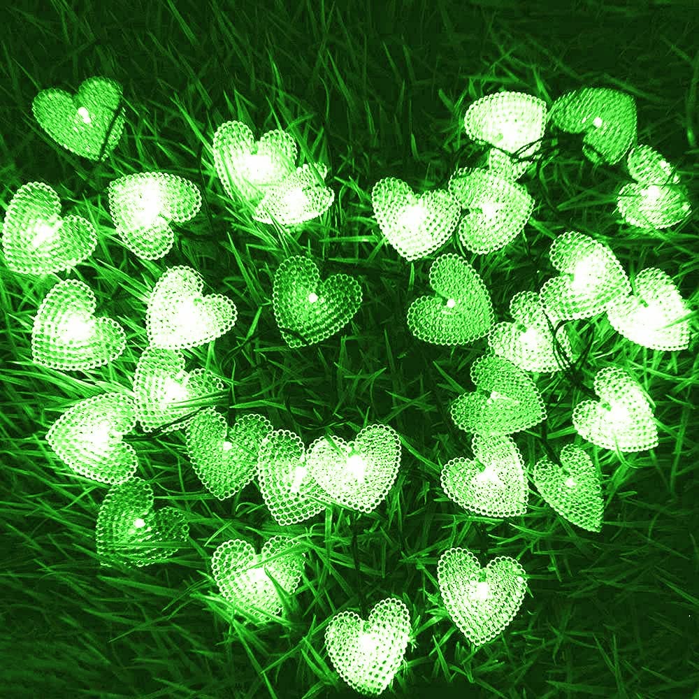 LED Luci a Forma di Cuore, 10m 80LED Alimentato a batteria Hearts forma Indoor LED String Fairy Lights per la decorazione del matrimonio dell'albero di Natale (verde)