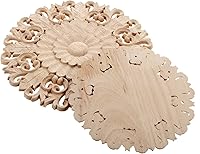 Vista 5 de MUXSAM Apliques de madera tallada en madera, calcomanías redondas de madera ornamentadas para armario, puerta, armario, cajón, pared, techo, Paquete