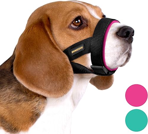 BRONZEDOG Bozal acolchado suave para perro, de neopreno, ajustable, cómodo, para masticar, para perros pequeños, medianos y grandes, cachorros