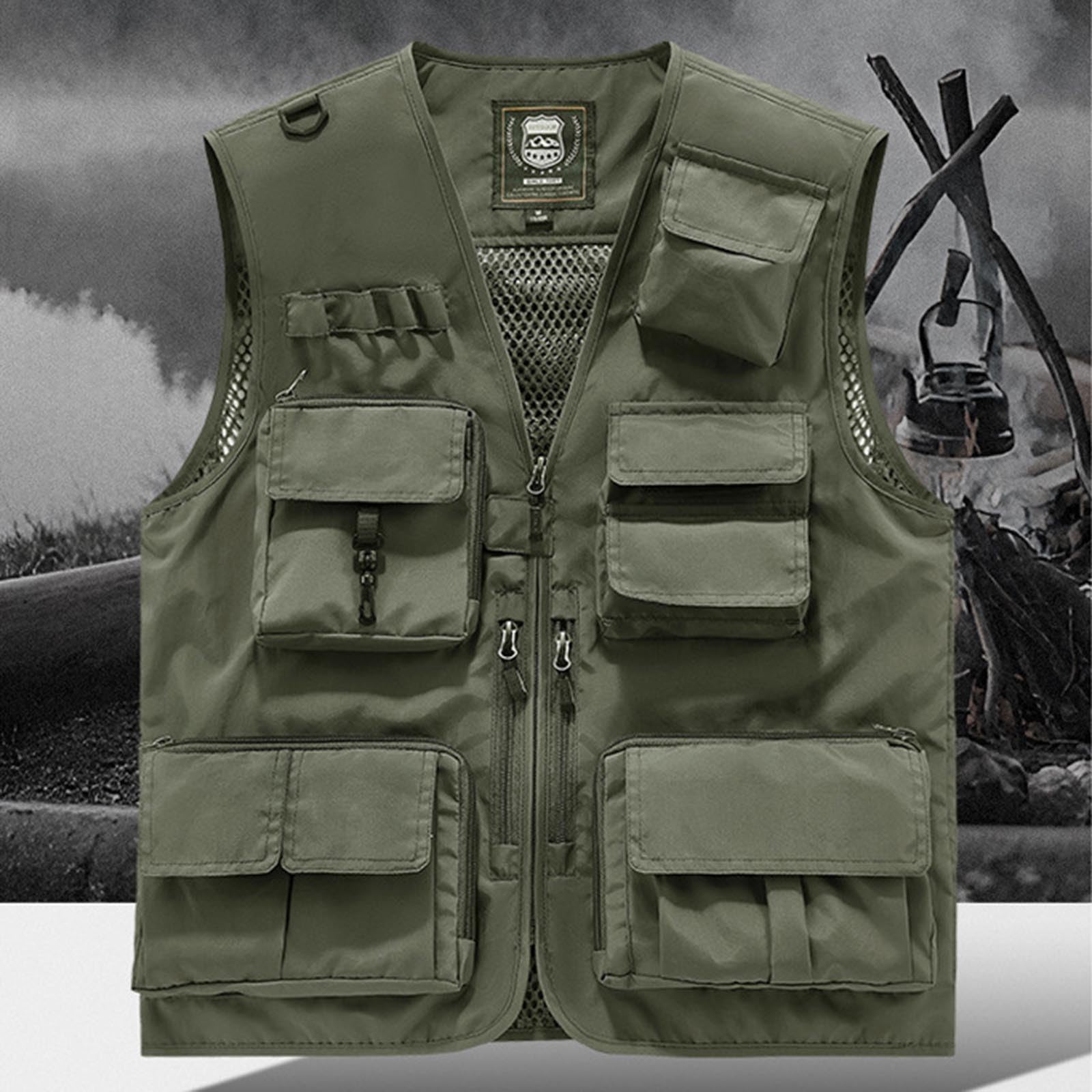 NUSGEAR Chaleco para Hombre Trabajo con Múltiples bolsillos Camiseta Sin Mangas Casual Cámping Ropa Al Aire Libre Ligero Deportivos Chaleco hombre Cremalleras Talla Grande