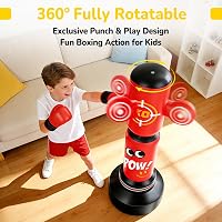 Set sac de box gonflabil vertical pentru copii JUOIFIP cu pompă și coardă de sărit, 165 cm, pentru băieți și fete, pentru antrenamentul de reacție și taekwondo 2