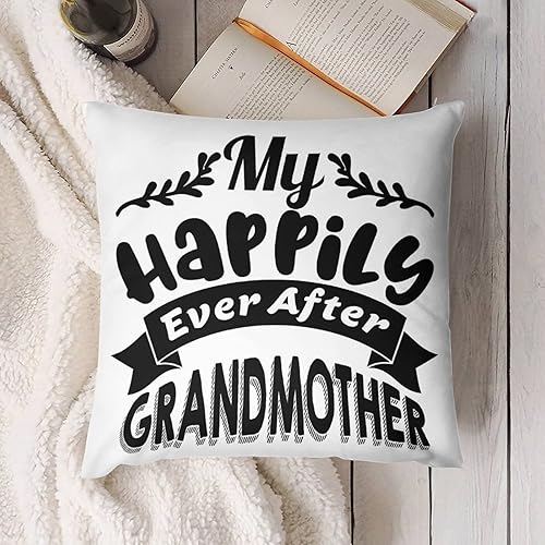 Miniatura 2 de Home Decorative Quote Pillow Covers My Happily Ever After Grandmother Throw Pillowcase with Zipper Motivational Words Soft Velvet Pillow Cover for