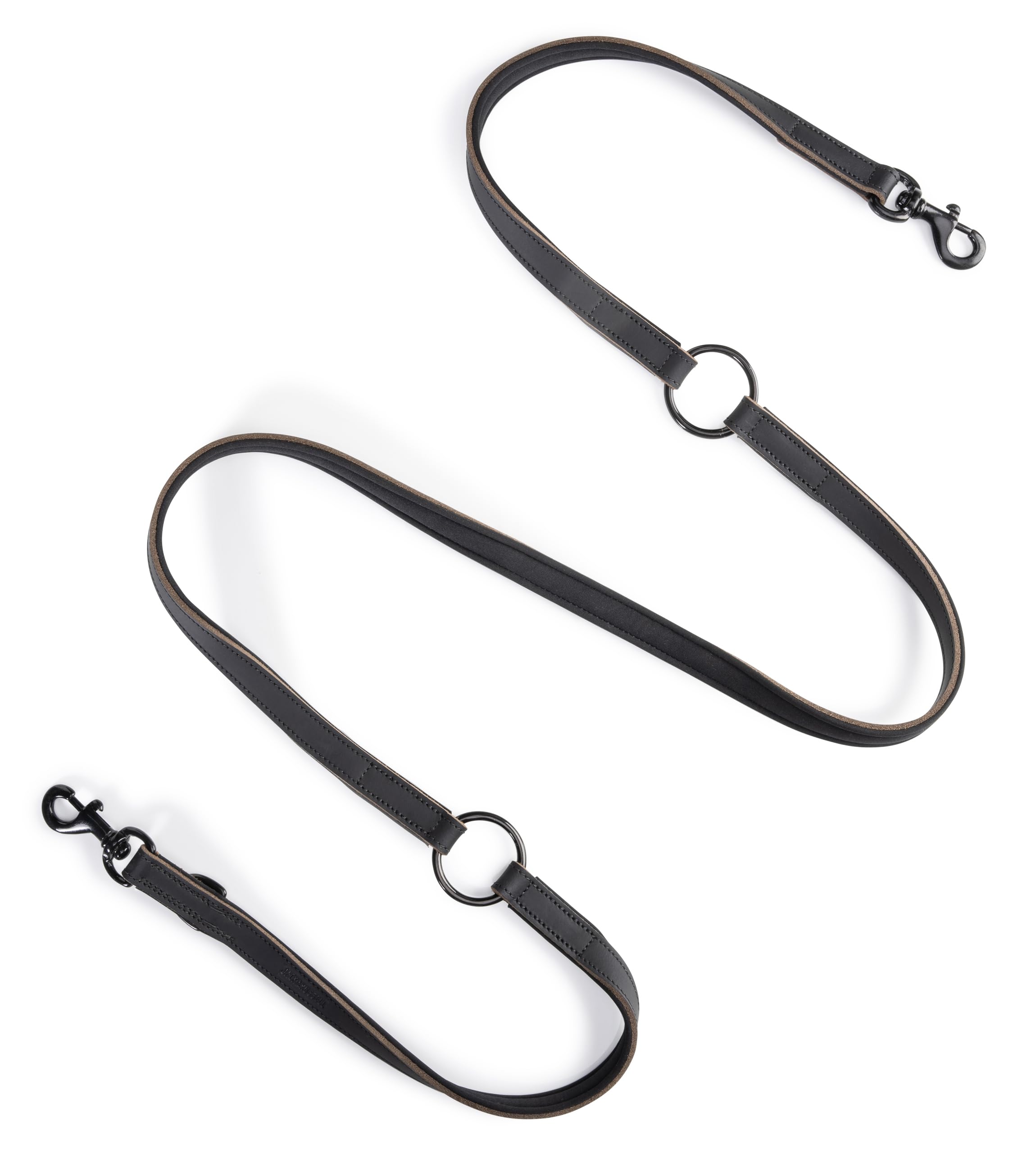 Laisse pour chien cuir de buffle 2 m noire pour balades urbaines et rando
