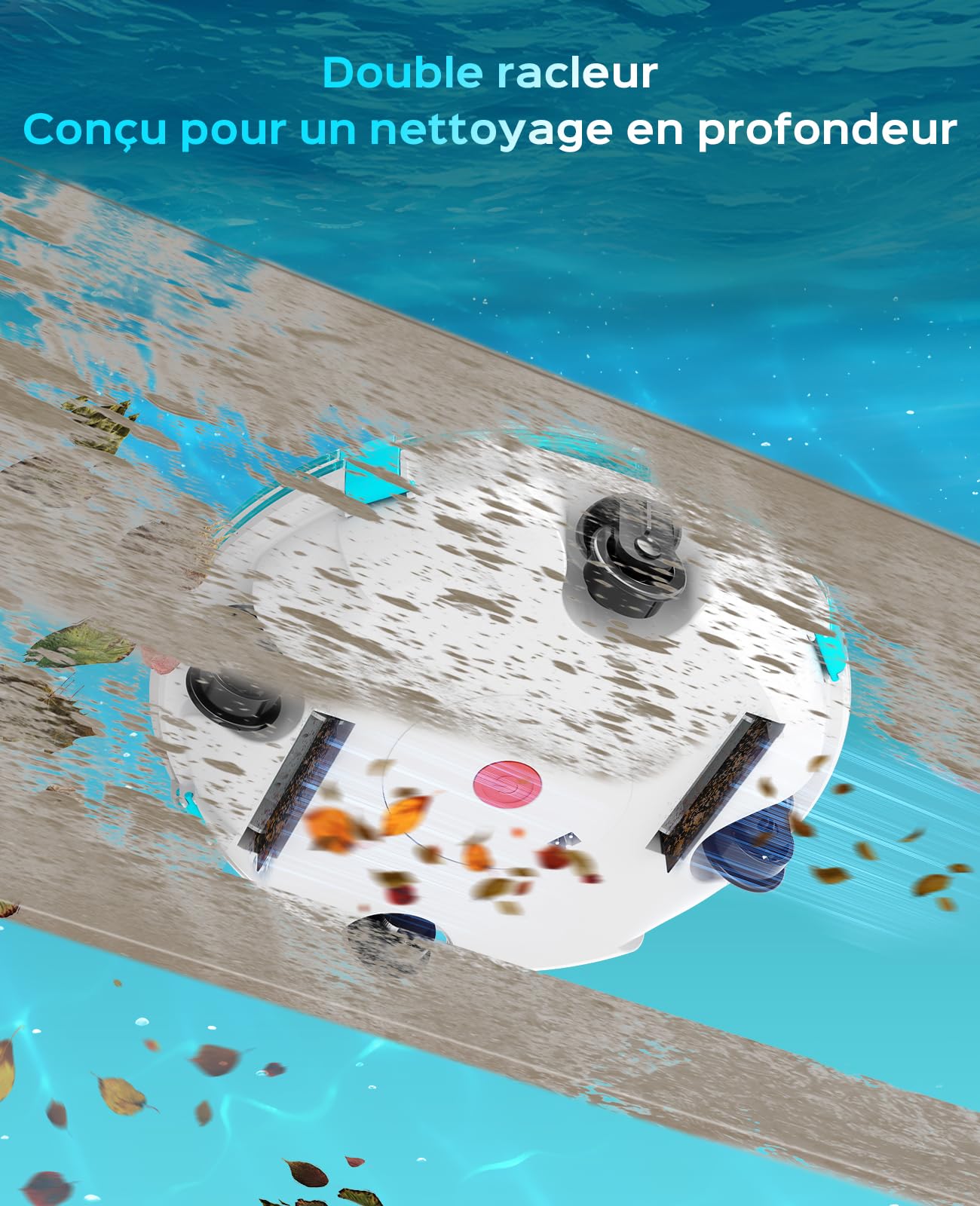 WINNY POOL CLEANER Winny 200 Robot Piscine, Aspirateur Piscine sans Fil avec Batterie, Autonomie 80 Min pour Piscines Hors-Sol 60 m², Double Filtration, Stationnement Automatique(Bleu Transparent)