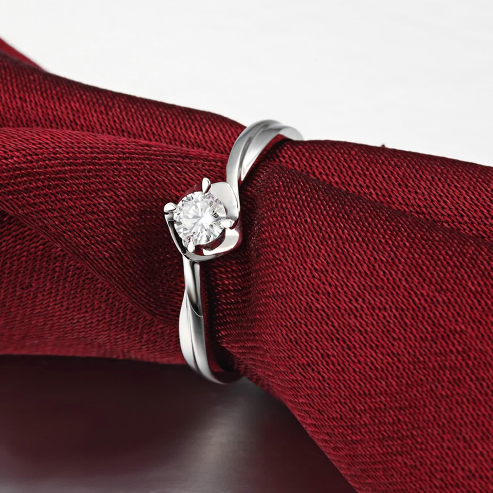 Anillo de Compromiso Mujer con Diamante, Anillos Compromiso Oro Blanco 18K 0.17Ct Blanco Forma Redonda Brillante Por Promesa de Boda