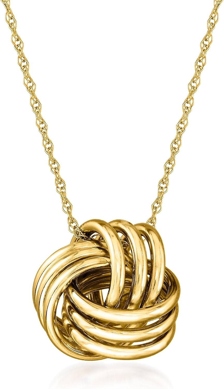 Ross-Simons 14kt Yellow Gold Love Knot Pendant Necklace