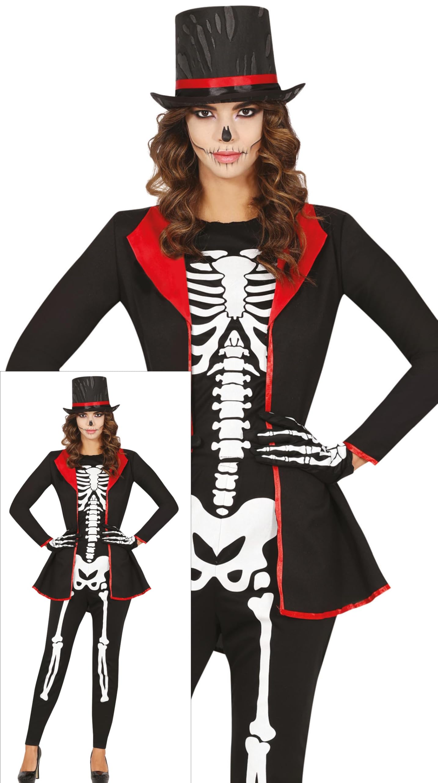 FIESTAS GUIRCA Stylish Skeleton Women Fancy Dress Costume - Elegant Skeleton Women Costume - Halloween Costumes for Women Size S