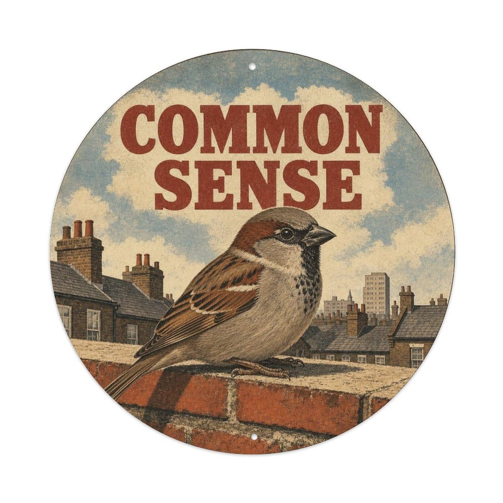 Okngb Style Sparrow Quirky Humor Comic Bird Rustic Cartoon Vintage Metal Tin Sign Plaque Wall Decor For Cafe, Man Cave, Club Bar, Office, Home Garden Round Metal Poster 8X8inch