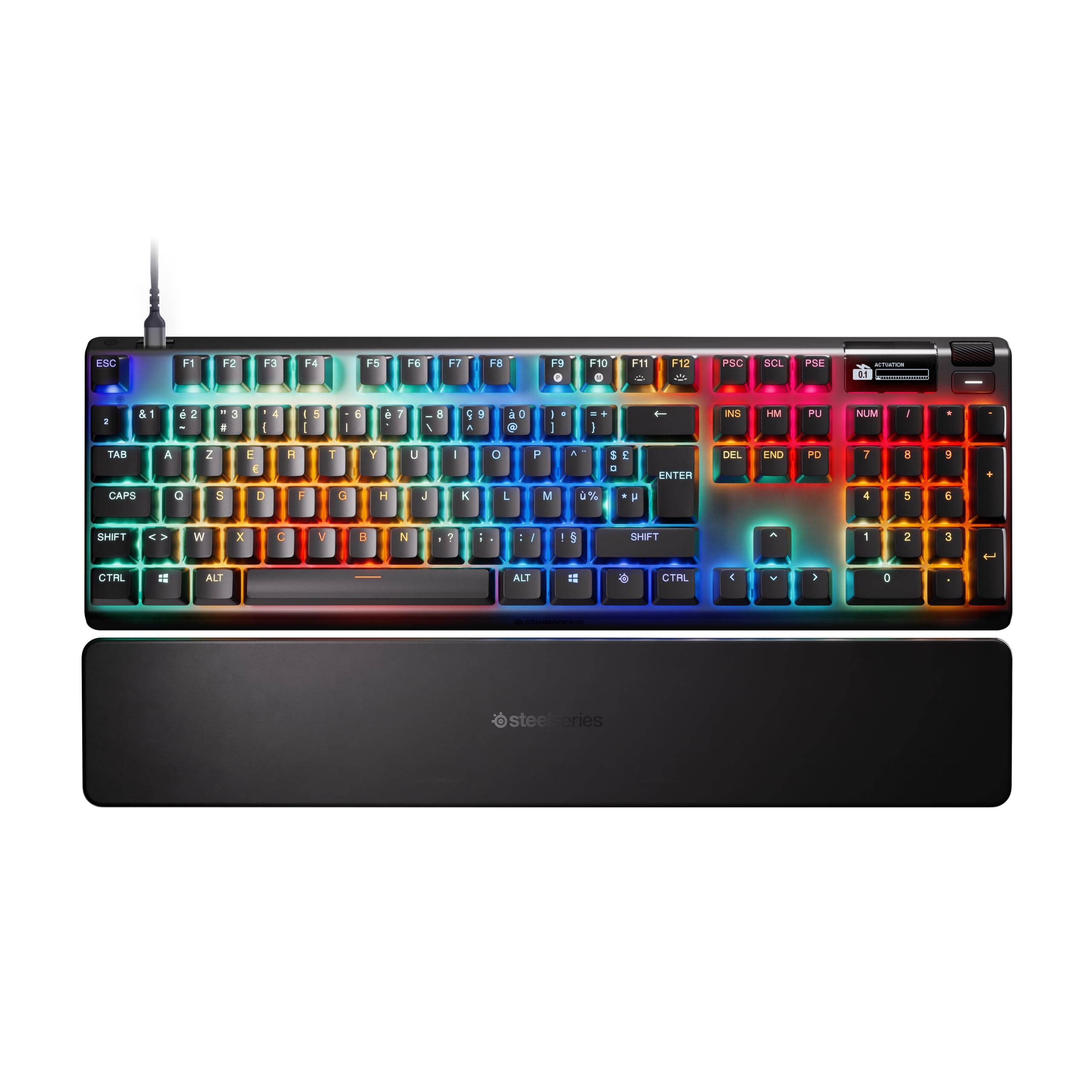 SteelSeries Apex Pro Gen 3 - Hipermagnetyczna klawiatura dla graczy - przełączniki OmniPoint 3.0 - Rapid Trigger - Ustawienia gier - Rapid Tap/SOCD - OLED - RGB - nakładki z PBT - FR Layout AZERTY