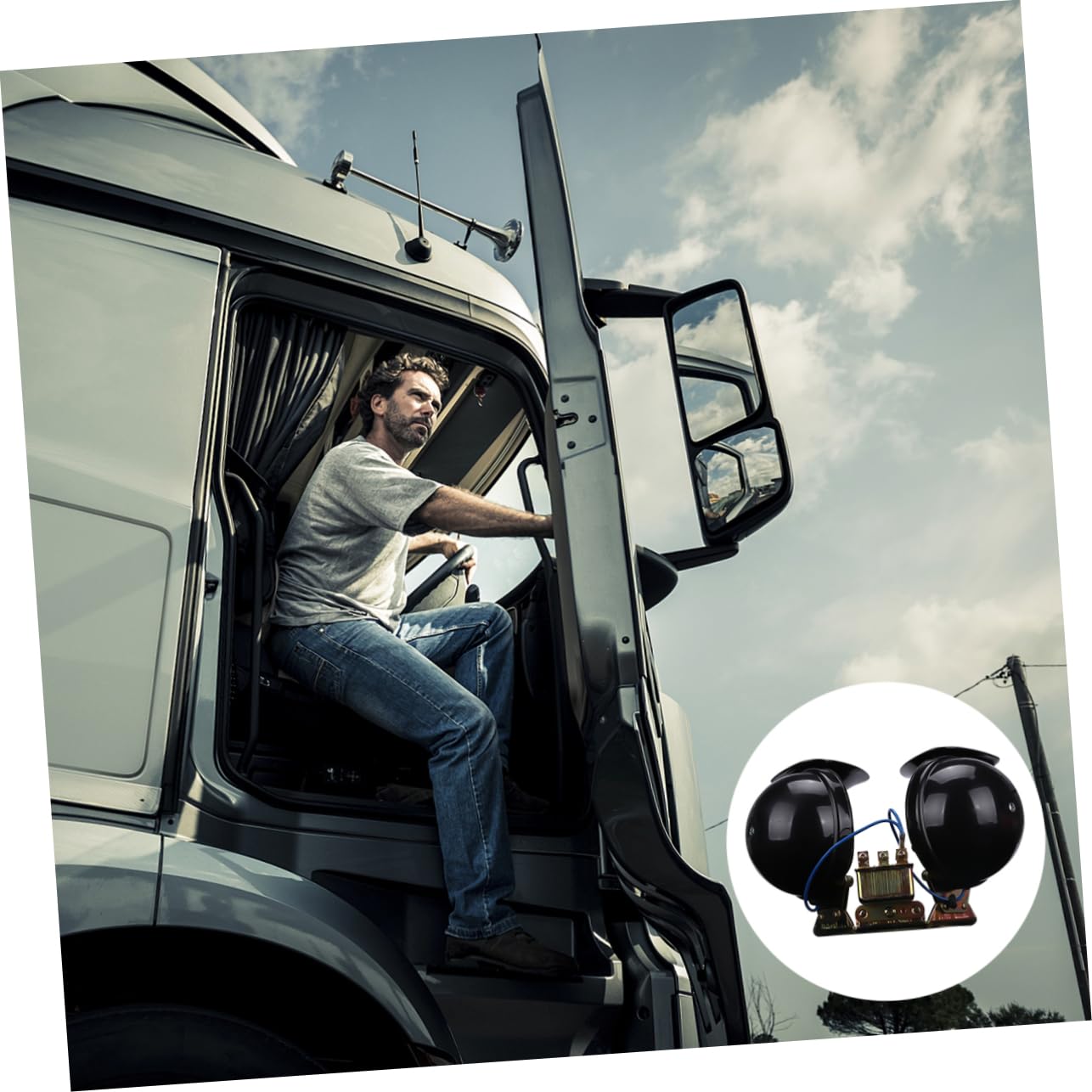 ULTECHNOVO Türkenhorn 12v Autohupe 2 Stück Elektrisches Zweiklanghorn aus Kupfer Schwarz Starke Signalwirkung für Auto und Lkw