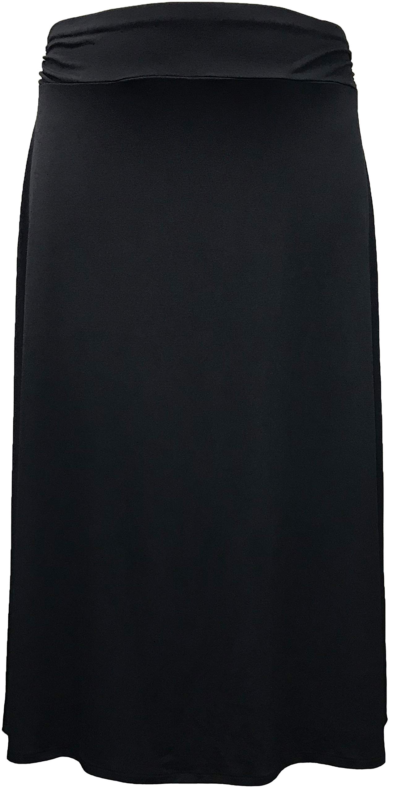 LEEBEWomen and Plus Size Rushed Waist A-Line Casual Maxi Skirt (Small-5X)