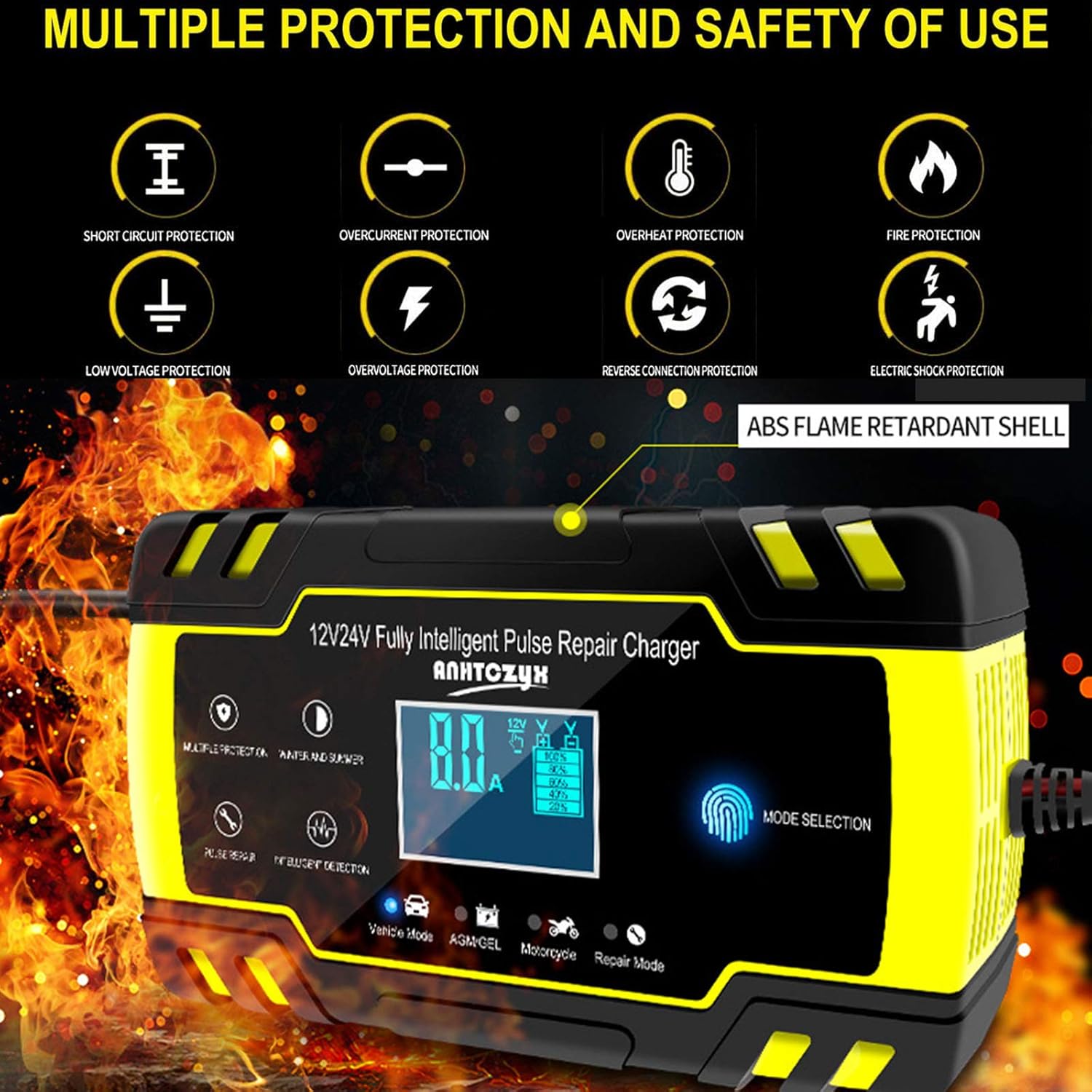 POWONER 12V 8Amp/24V 4Amp Automotive Smart Battery Charger/Maintainer for Car, Truck, Motorcycle, Lawn Mower, Boat, RV, SUV, ATV and More (with a waterproof bag) : Automotive