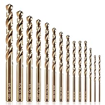 COMOWARE 15Pcs Drill Bit Set (1/16"-3/8"), M35 HSS Twist Drill Bits, Jobber Length, Straight Shank, Metal Drills bit Set for Steel, Stainless Steel/Iron/Wood/Plastic, with Metal Indexed Storage Case