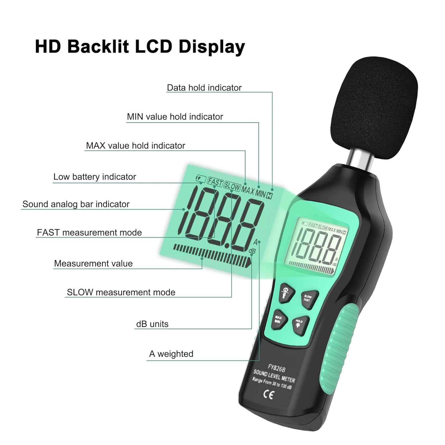 サンワダイレクト本店 サンワサプライ【オフィス・PC周辺通販】 FY826B 騒音計デジタルサウンドレベル Sonometro 測定メーターレベル 30-130dB デシベルメーターポータブル