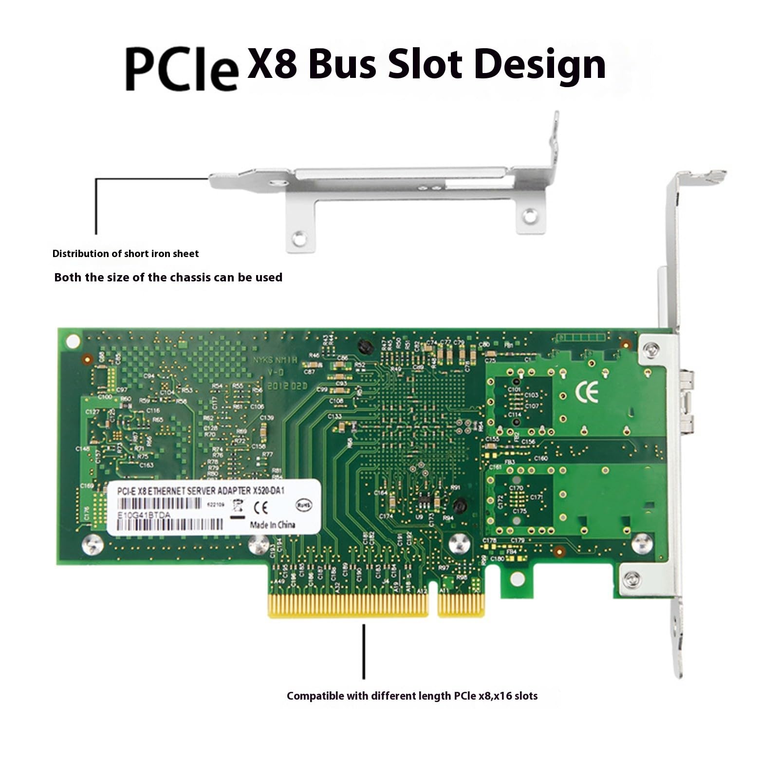Profilo 10G SFP+ scheda di interfaccia di rete PCIExpress 8X per server con più sistemi operativi