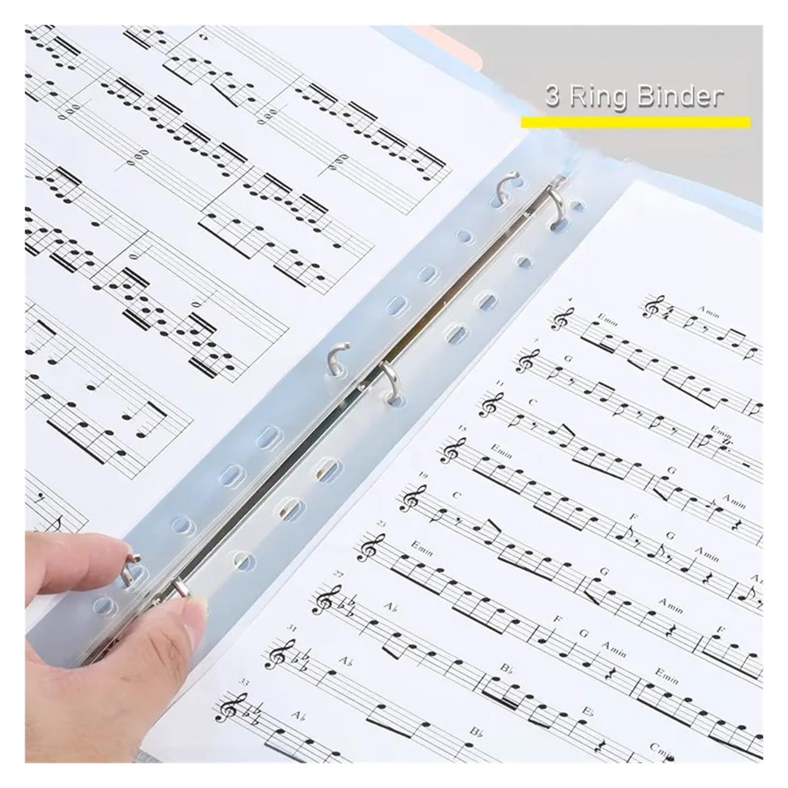 Carpeta para partituras, Carpeta de partituras for piano A4, 3 anillas, fundas transparentes, con, multicolor(Orange)
