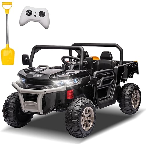 24V Ride on Toys for Big Kids w/Remote Control, Battery Powered Electric Ride on Car w/20 Seat, 2X200W Powerful Motors, Bluetooth, Led Lights, Power Wheels for Boys Girls, Black