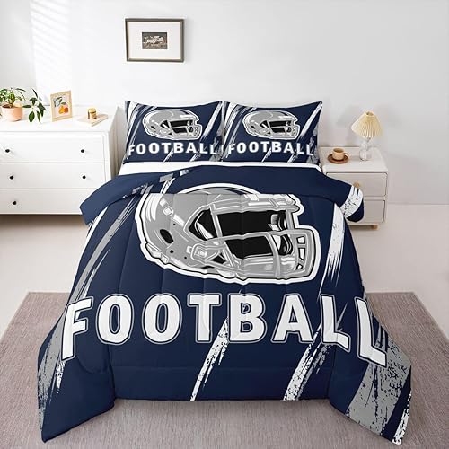 Erosebridal Bedding Gridiron Comforter Set for Boys Kids Adults Sports Helmet Be