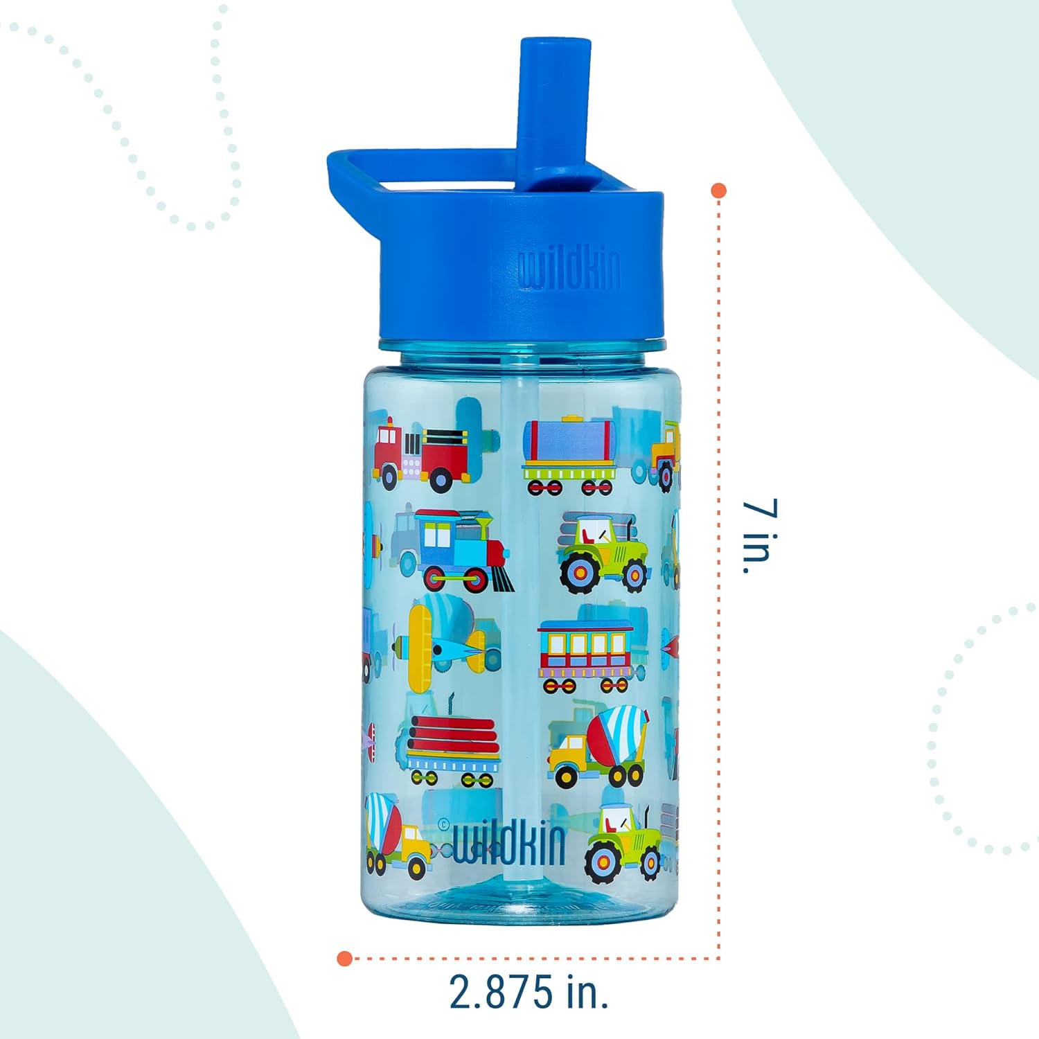 Wildkin Kids 16 Oz Water Bottle – BPA-Free Tritan, Leak-Proof Lid, Durable & Easy to Clean - Trains, Planes & Trucks - Image 3