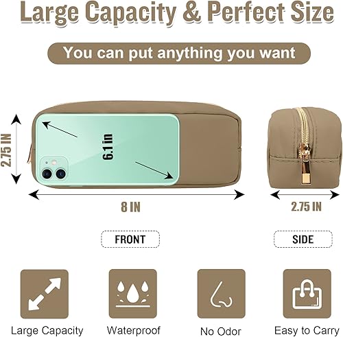 Miniatura 2 de izuzta Bolsa de maquillaje de nylon organizador lindo viaje Preppy bolsa de monedas cosmética, Caqui