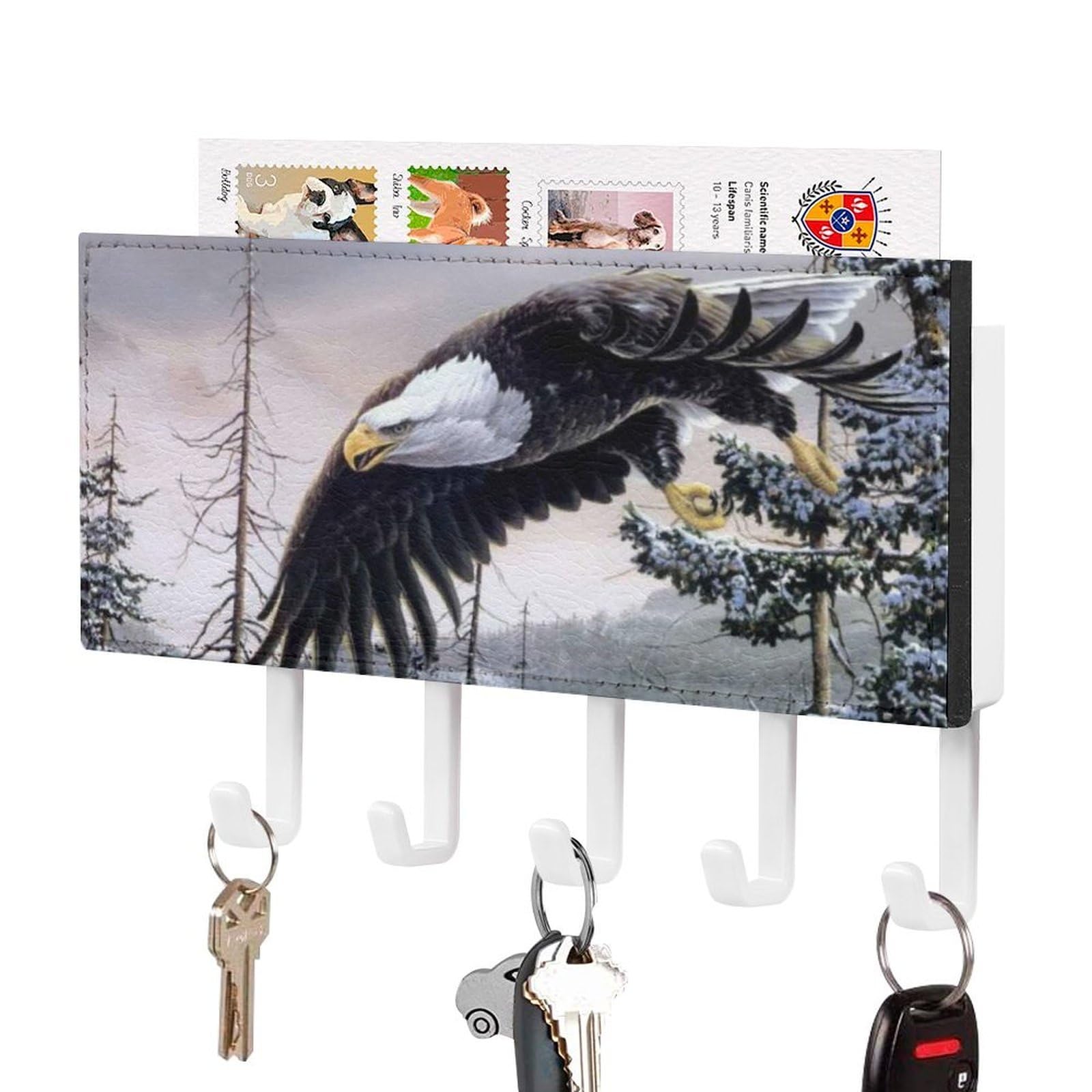 NCLQVJXZKHW Bald Ea-gles Key Holder with 5 Hooks Key Hooks Wall Mounted Key Racks Key Hanger Organiser Shelf