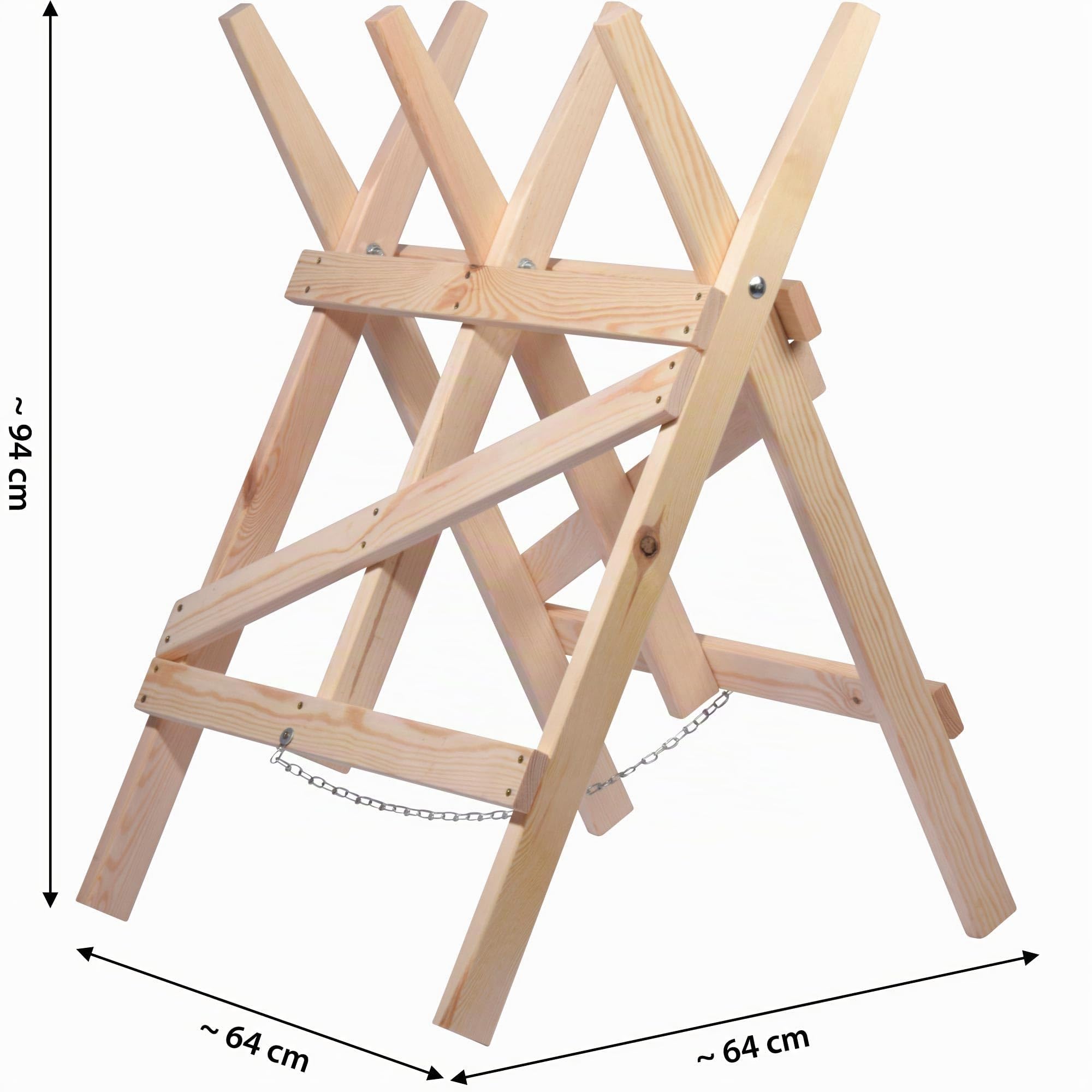 dobar® green label 56080FSCe Chevalet de sciage pliable en bois massif pour bois de cheminée jusqu'à 25 cm de diamètre Pin 64 x 64 x 94 cm