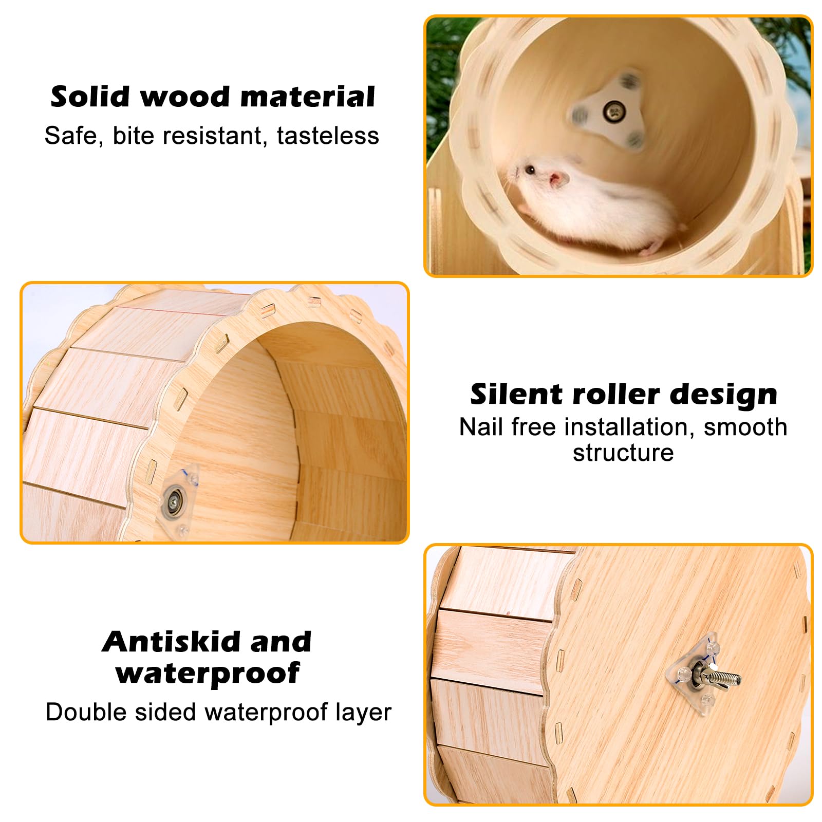 Hamsterrad 26cm Leise Laufrad Hamster Spielzeug Holz Hamsterlaufrad Aus Holz Laufscheibe Holzlaufrad Hamster Wheel Für Hamster, Rennmäuse, Mäuse, Chinchillas, Oder Andere Kleintiere