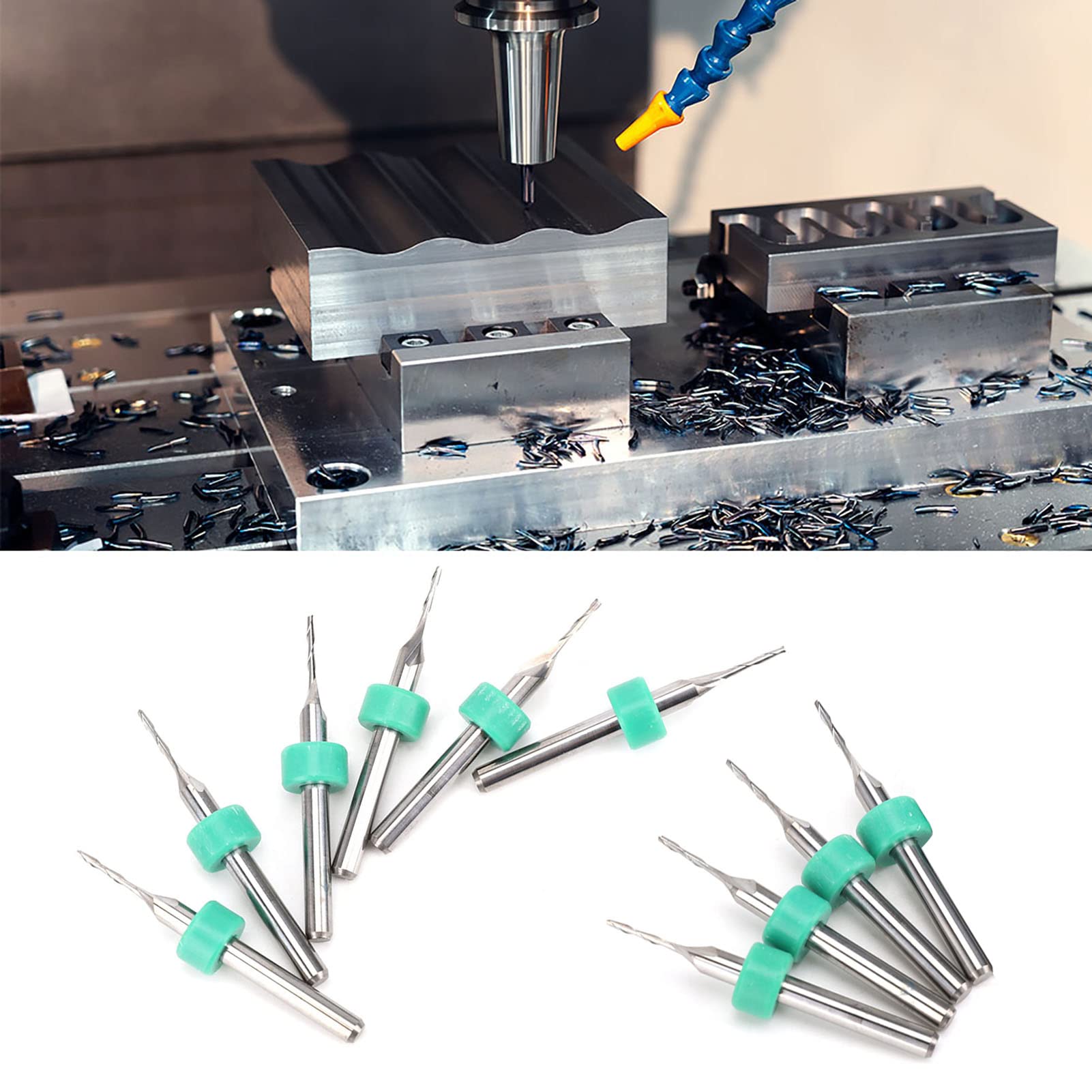 Carbide Milling Cutter, 10pcs 2 Flutes Carbide Milling Cutter Tungsten Steel CNC End Mill for Milling Alloy Steels, Hardened Steel, Metal and More (2 Blades 2.4mm (10 Pieces))