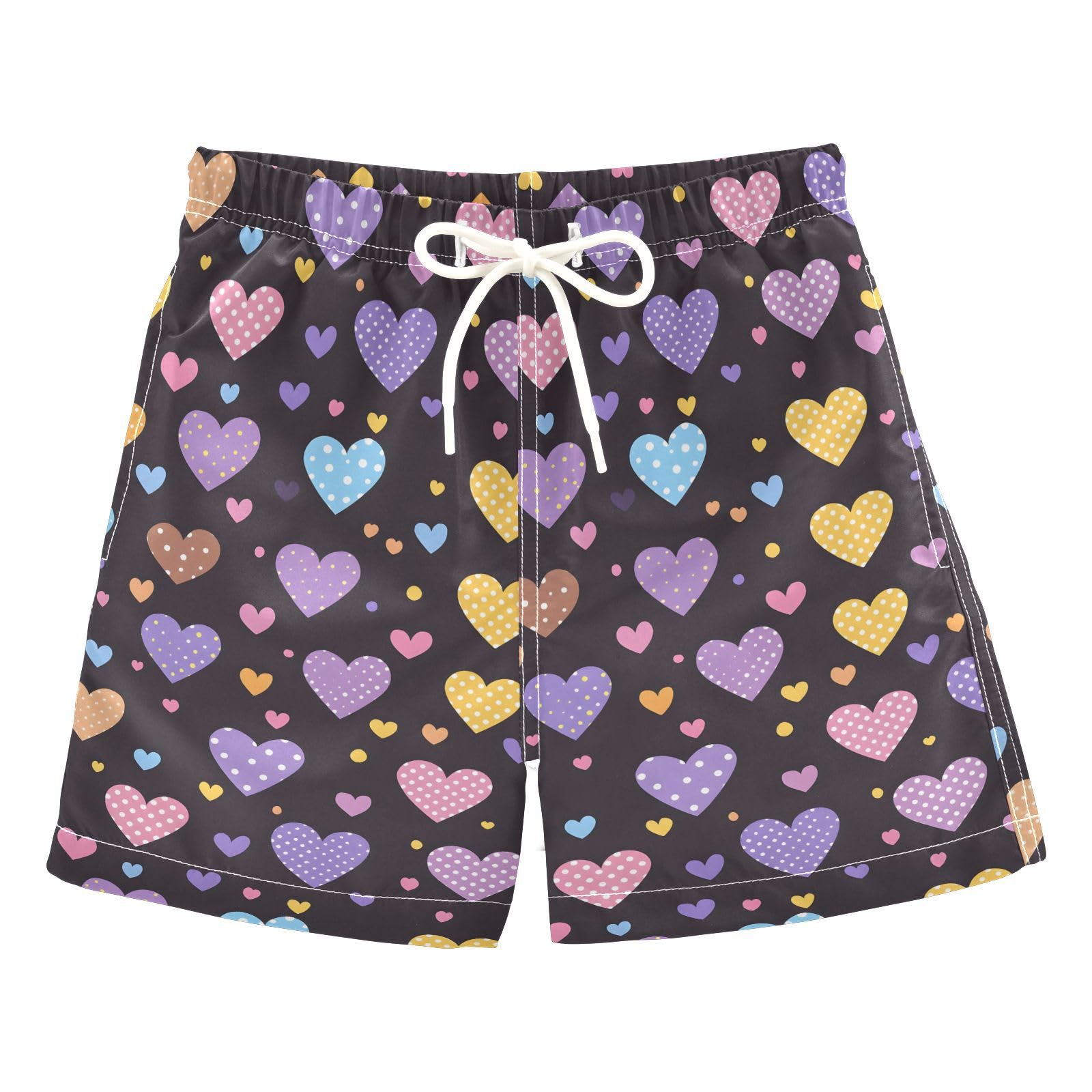 Purple Hearts 1 Boys Swim Trunks Toddler Shorts Swimwear Boardshorts