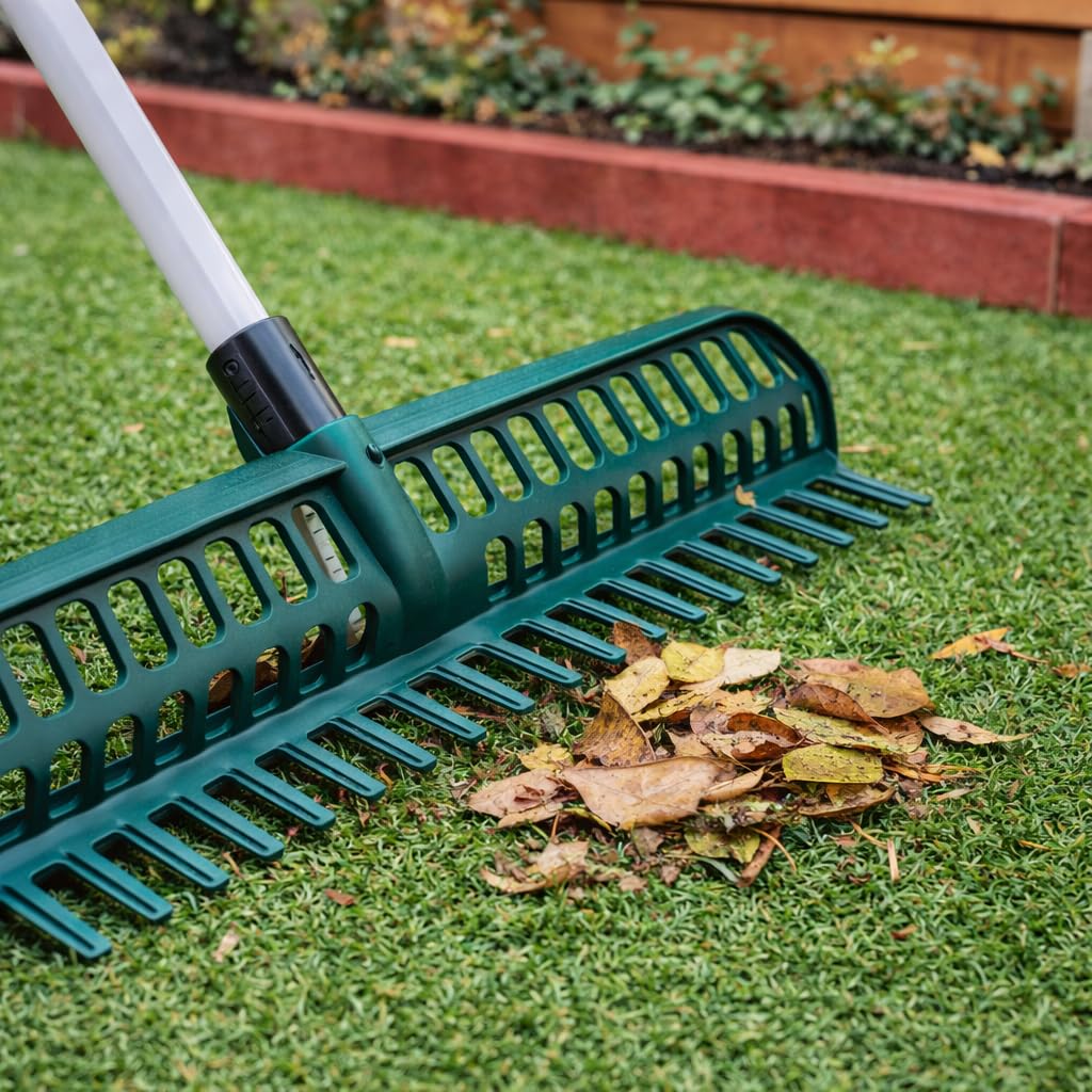 Scopa Rastrello Prato Sintetico a Doppia Faccia Spazzola Pulizia Erba Artificiale Setole in Poliammide Larghezza 45cm per Pulizia Giardino, Tappeti e Peli Animali