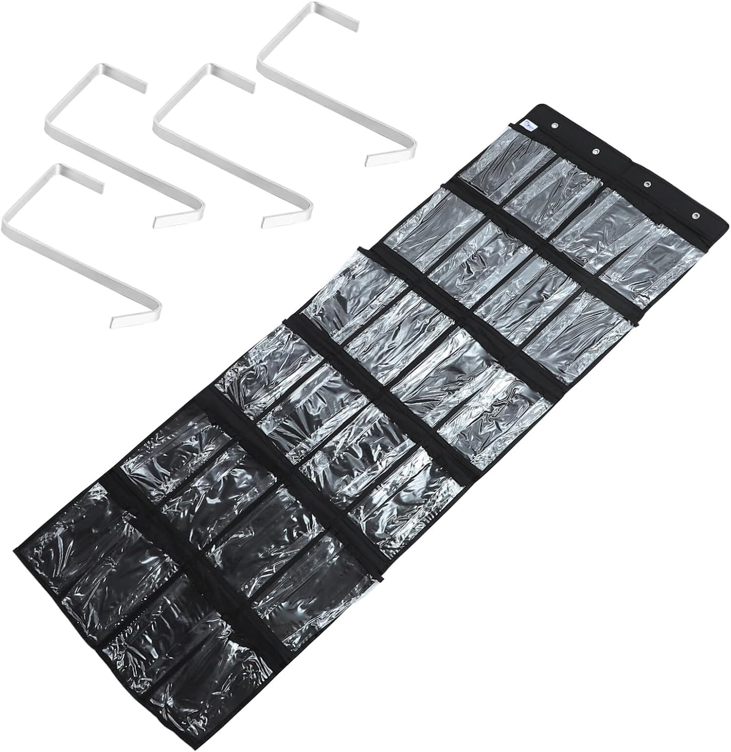 UKCOCO 24 Pocket Hanging Shoe Organizer Bag for Door, Black Nonwoven