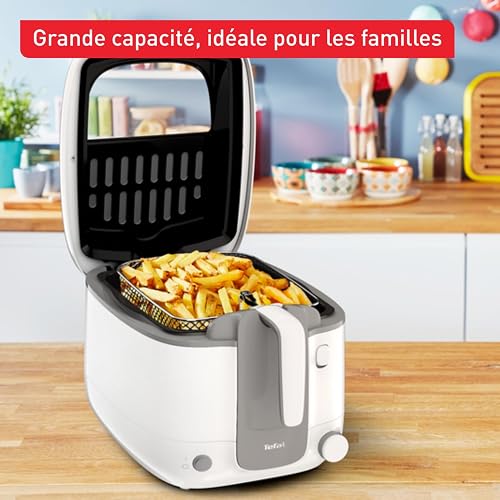 Tefal - Friggitrice “Super Uno Access FR3100”, capacità 2,2 L, parti lavabili in lavastoviglie, filtro antiodore, contenitore estraibile, colore bianco/grigio - 6