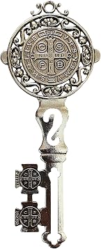 Saint Benedict Key Blessing Shiny Coat Medal for Protection - Home Protection - Door Protection- Wall Hanger Catholic Gifts - Llave de San Benito Catholic Favor Medalla de San Benito de Proteccion