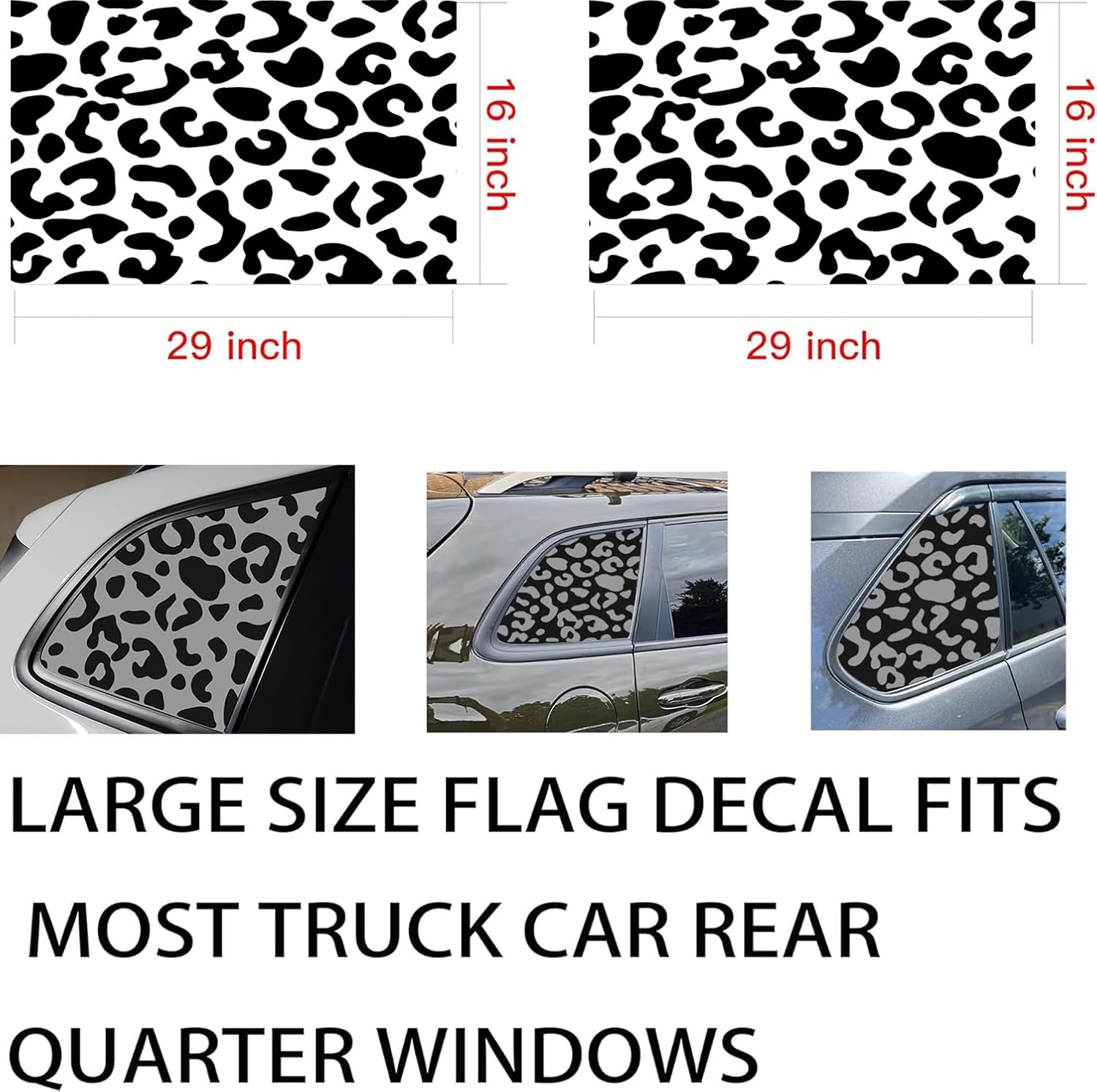 Universal Rear Side Window Leopard Cheetah Decal Fit for Car SUV Trucks,Precut Matte Black Vinyl Sticker.(A Pair) image 3